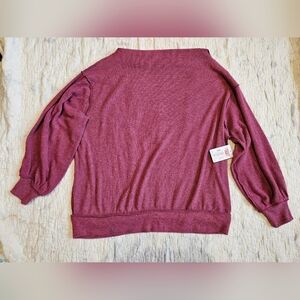 We The Free Dark Pink/Mauve Oversized Boatneck Sweater Size M, Free People NWT